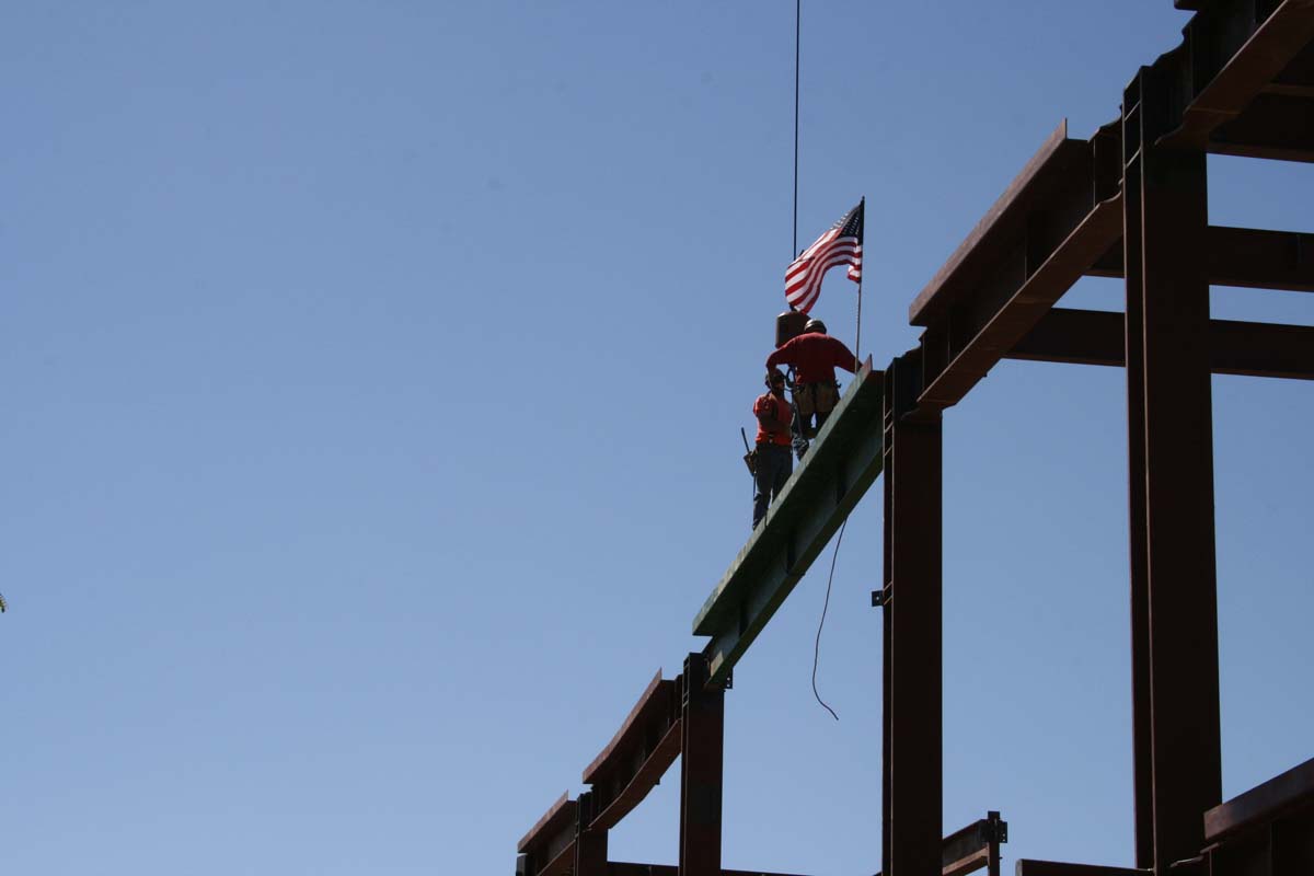 People enjoying the Topping Out event