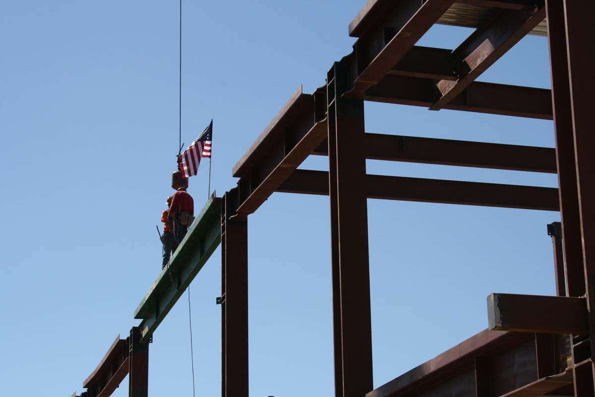 People enjoying the Topping Out event