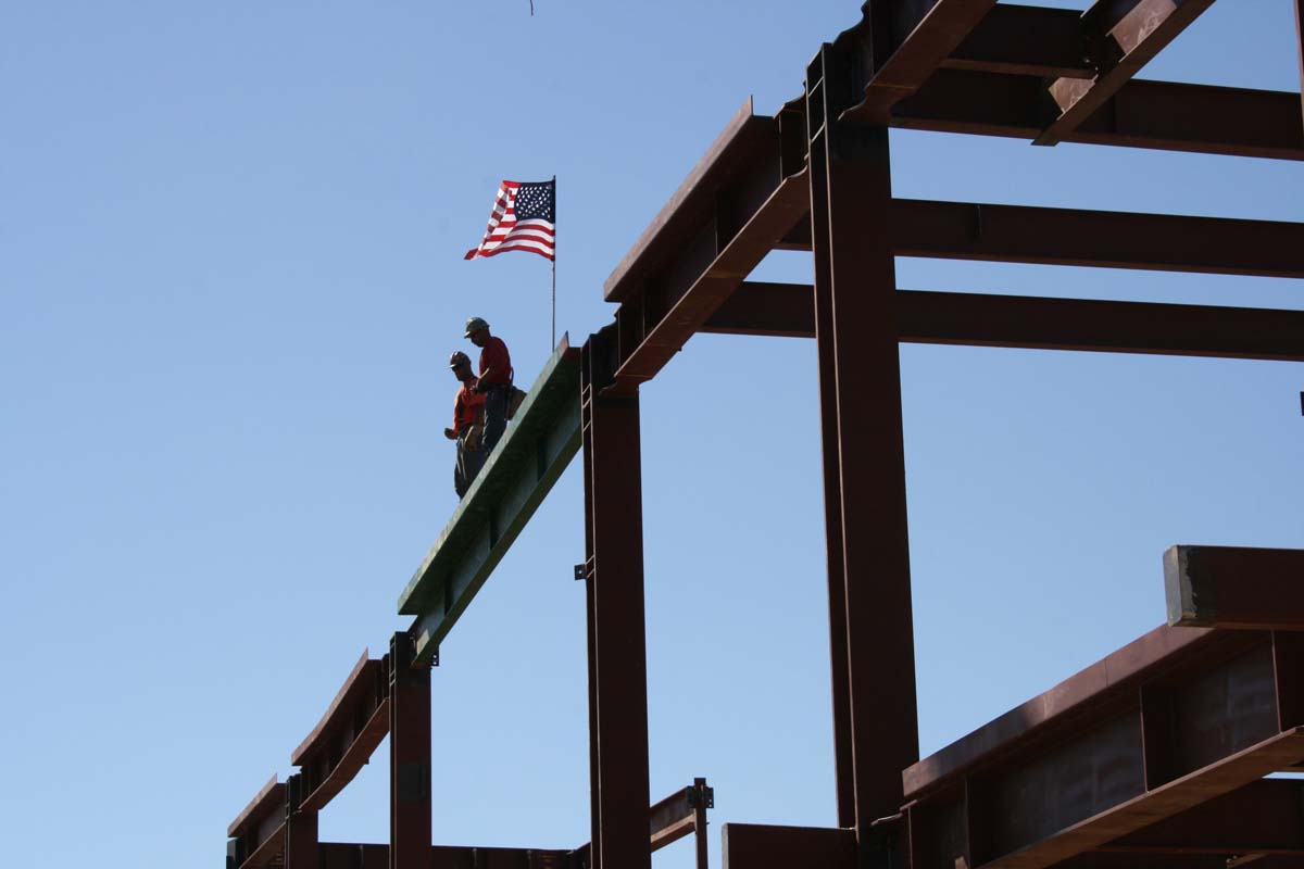 People enjoying the Topping Out event