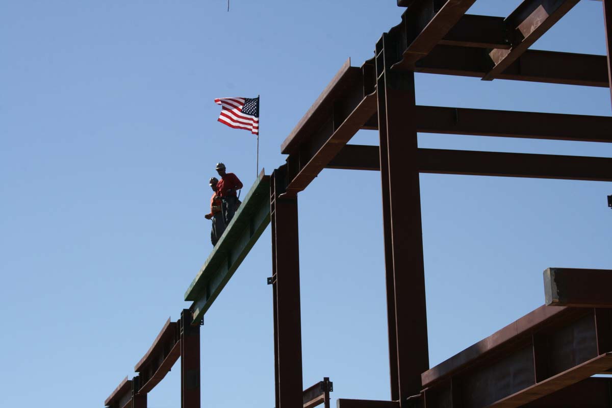 People enjoying the Topping Out event
