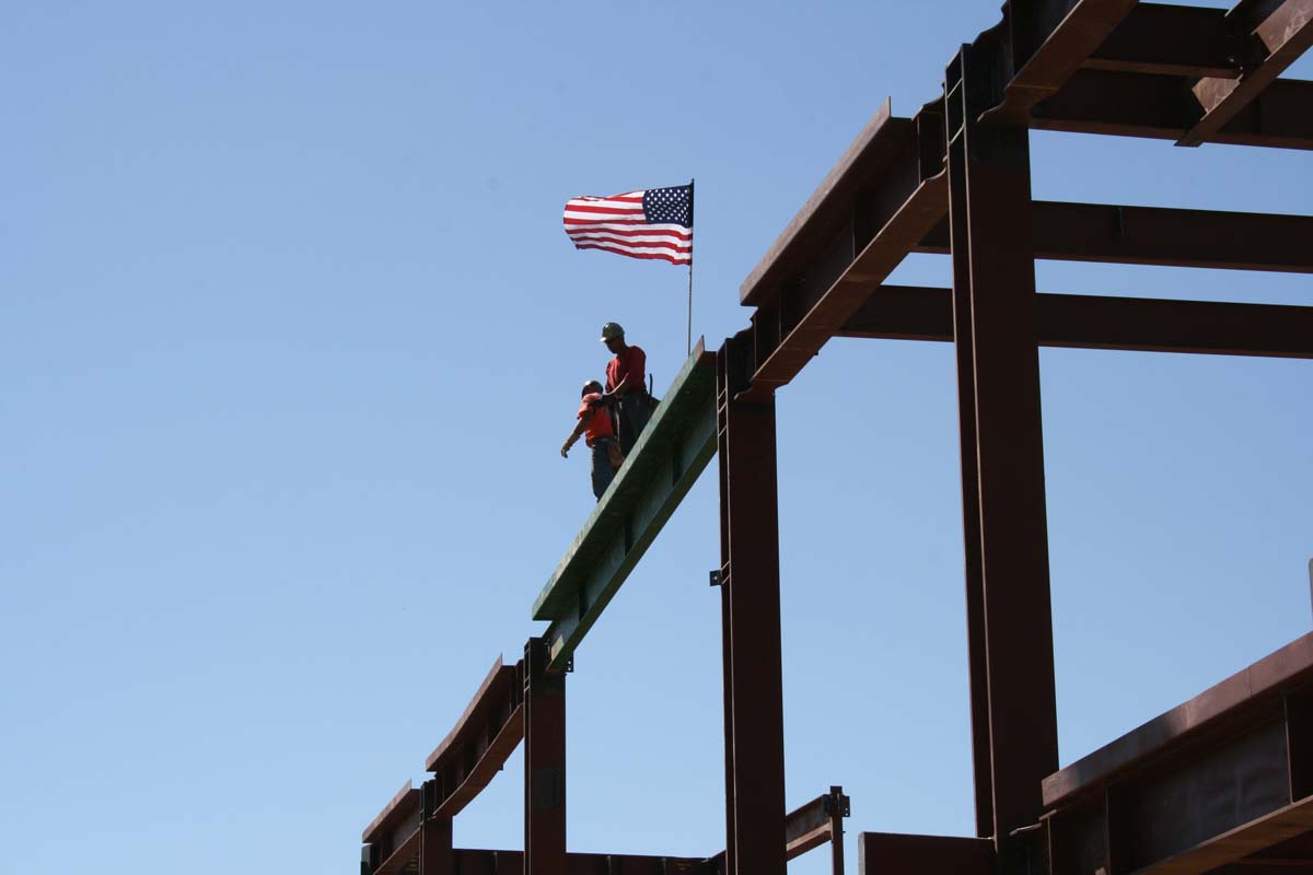 People enjoying the Topping Out event