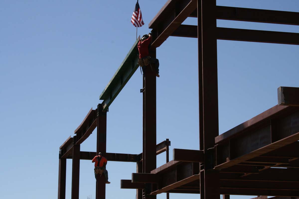 People enjoying the Topping Out event