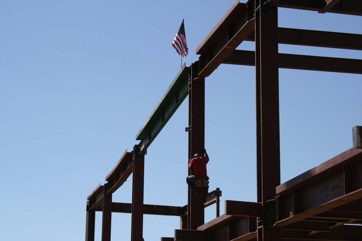 People enjoying the Topping Out event
