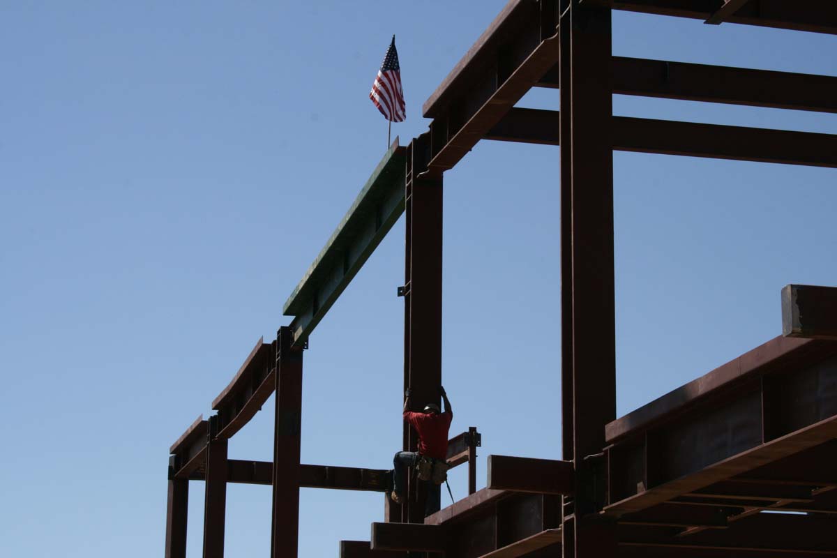 People enjoying the Topping Out event
