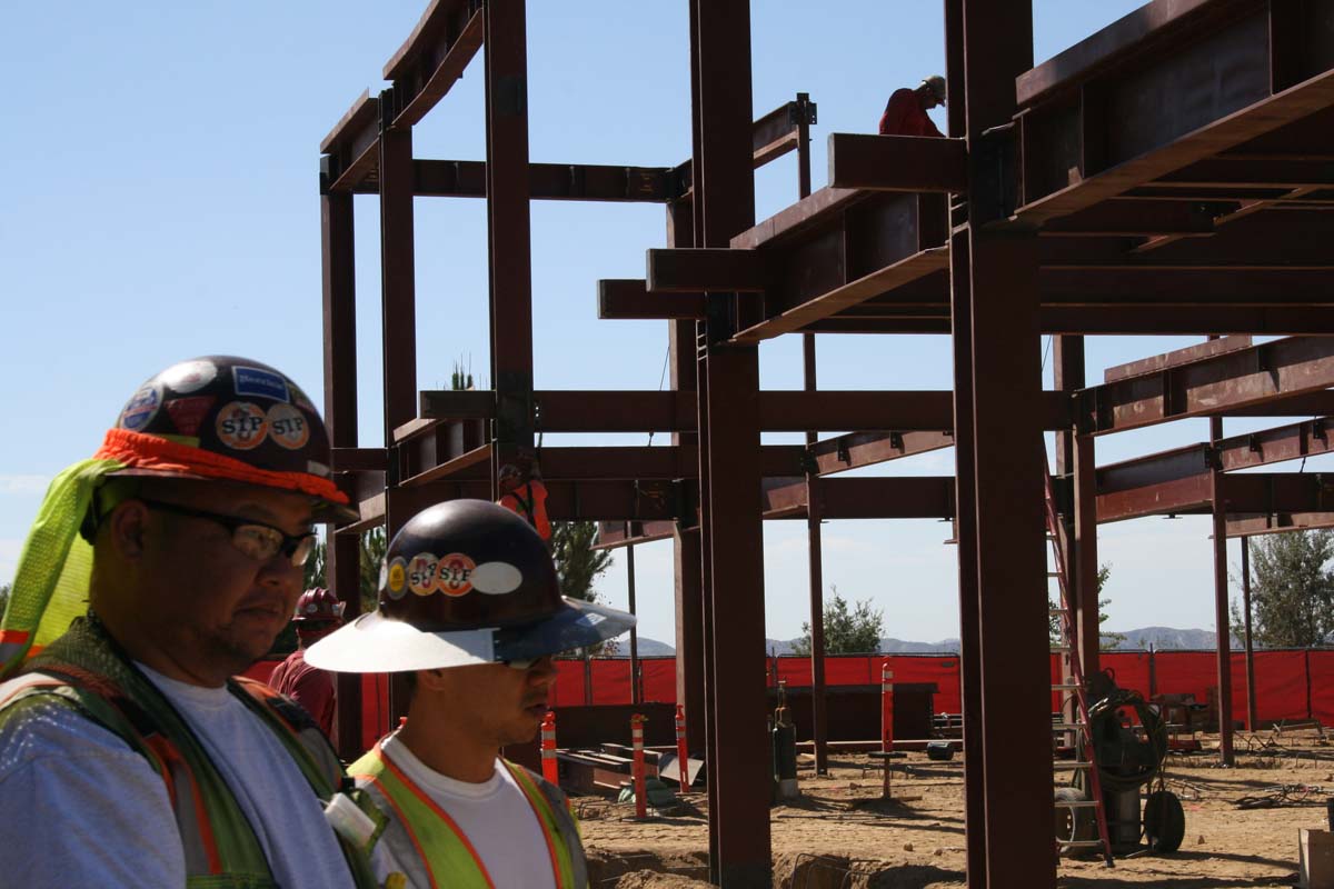 People enjoying the Topping Out event