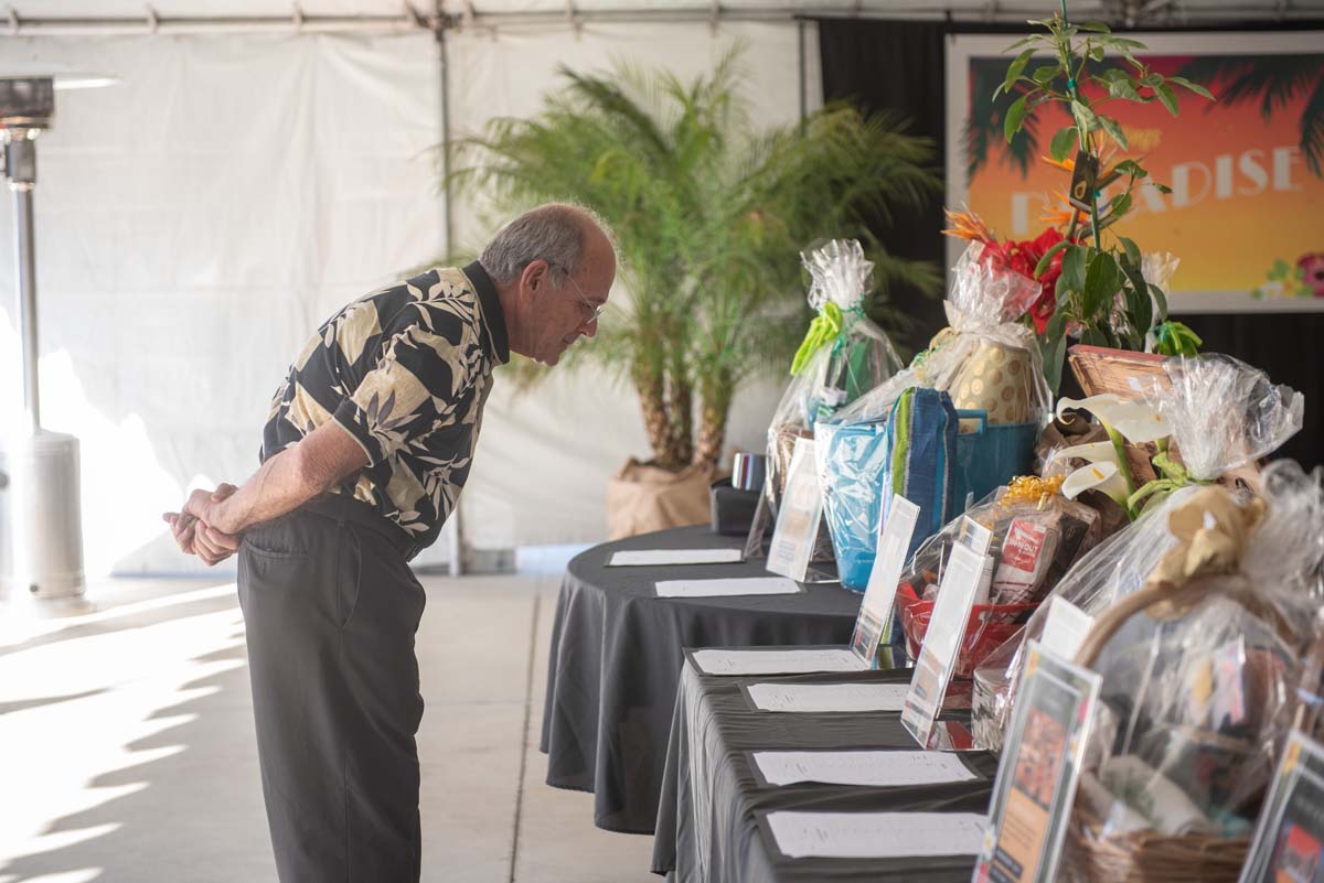 Man looking at auction table