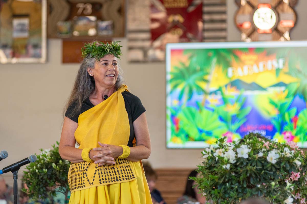 Woman in island costume