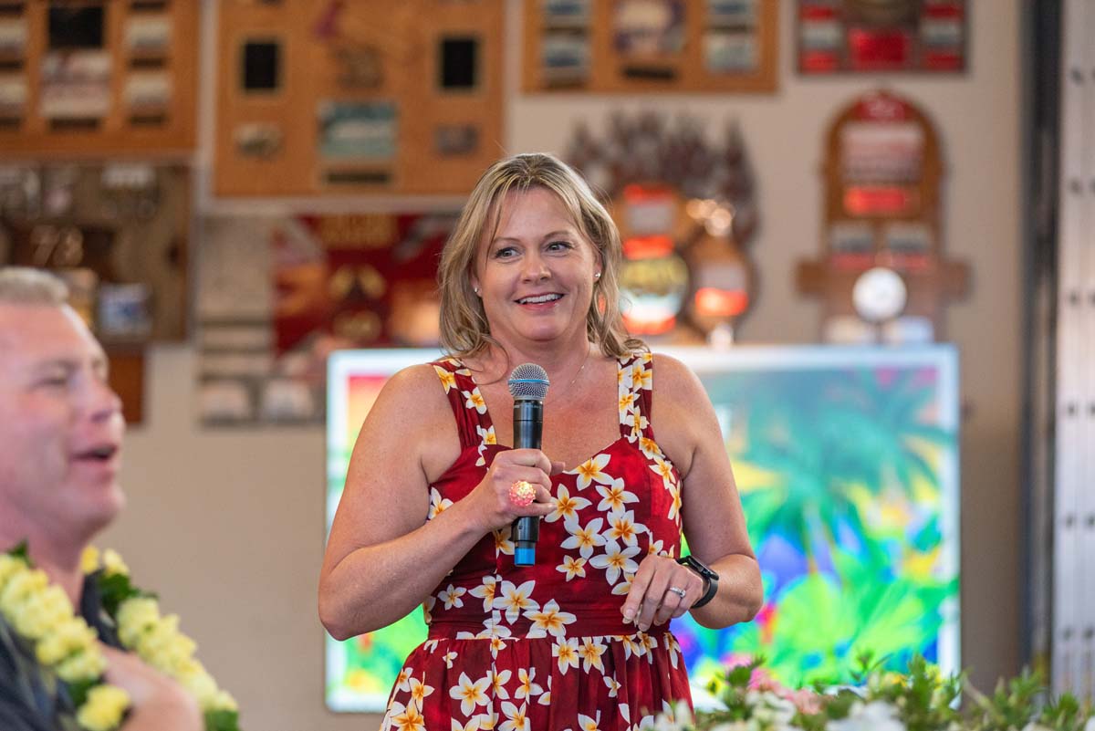 Michelle Riggs with microphone