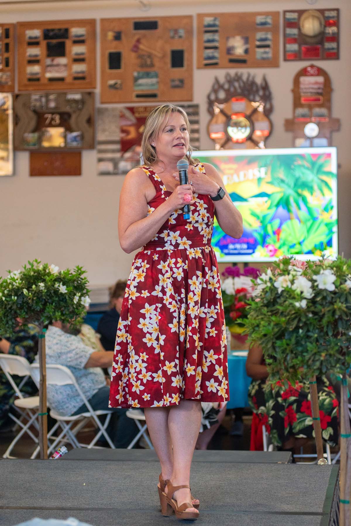 Michelle Riggs with microphone