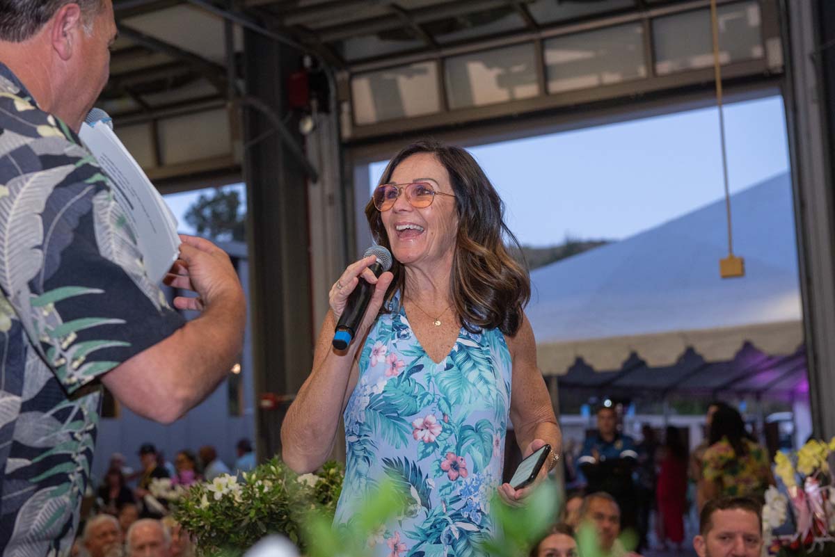 Woman and man with microphones