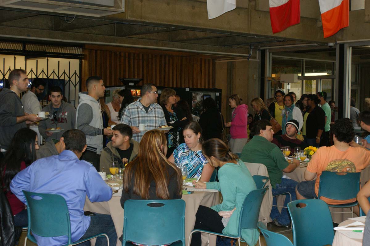 People enjoying the Grad Breakfast