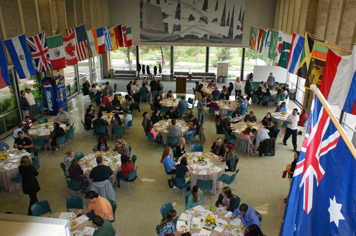 People enjoying the Grad Breakfast