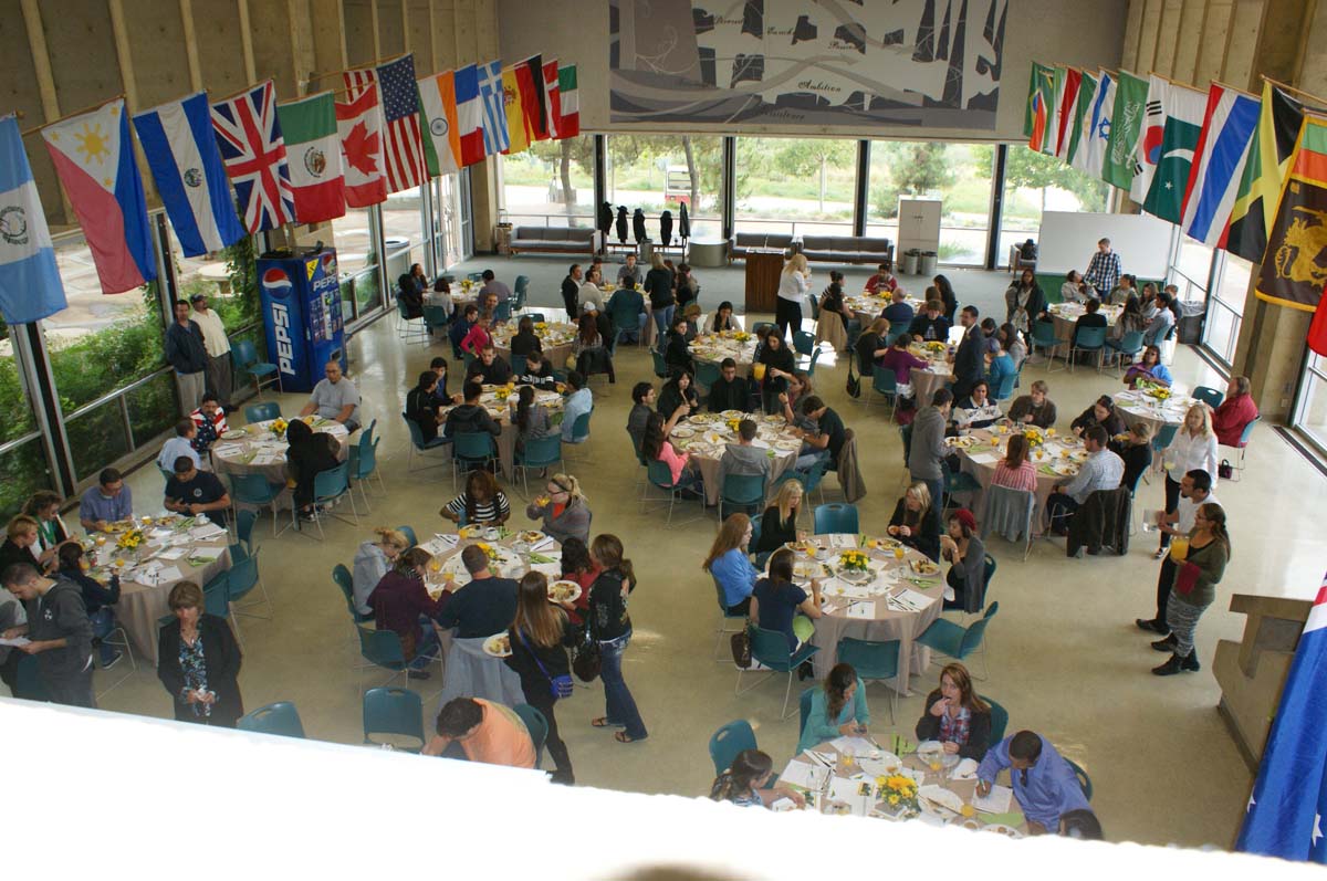 People enjoying the Grad Breakfast