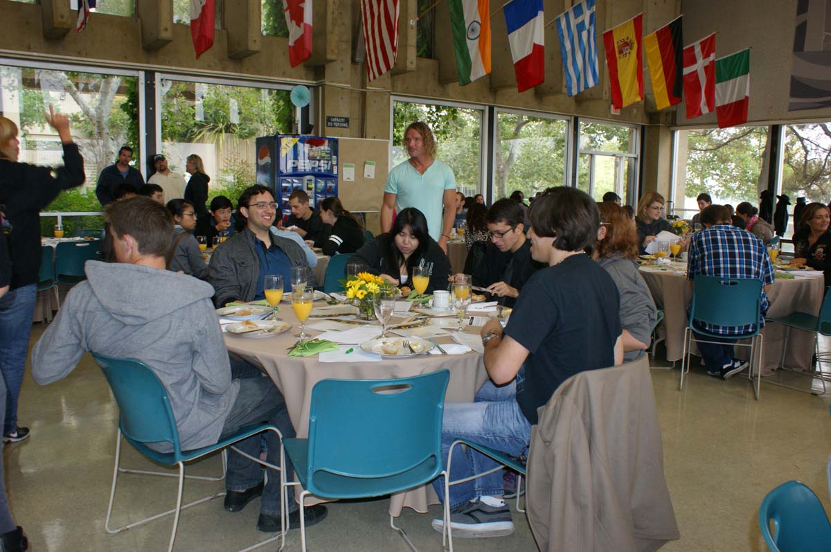 People enjoying the Grad Breakfast