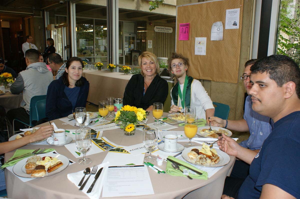 People enjoying the Grad Breakfast