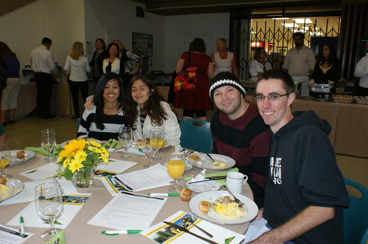People enjoying the Grad Breakfast