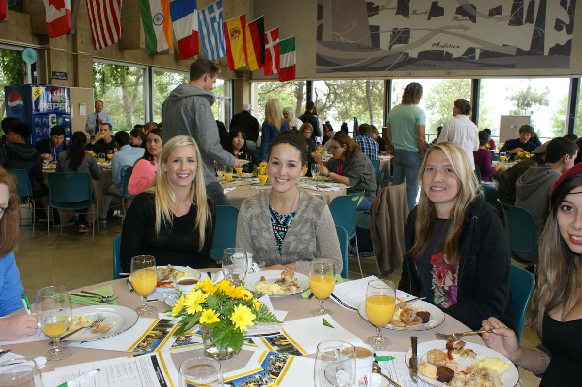 People enjoying the Grad Breakfast