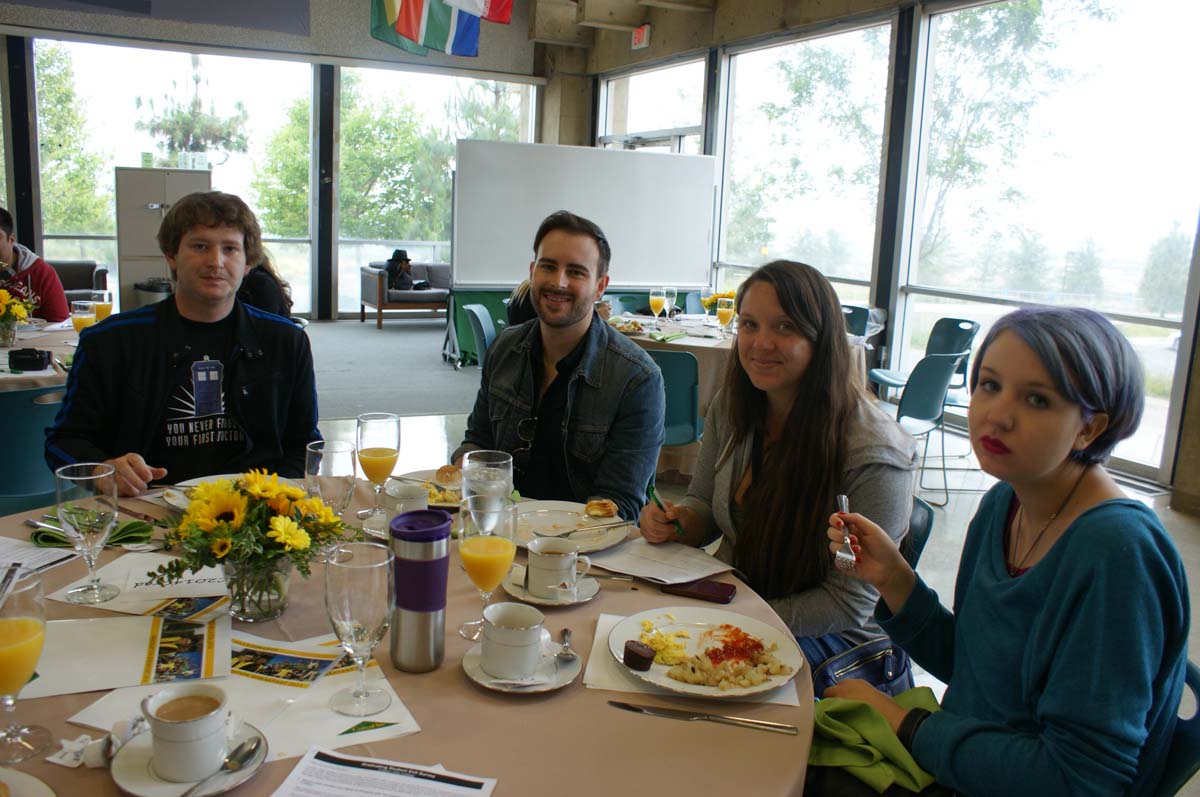 People enjoying the Grad Breakfast