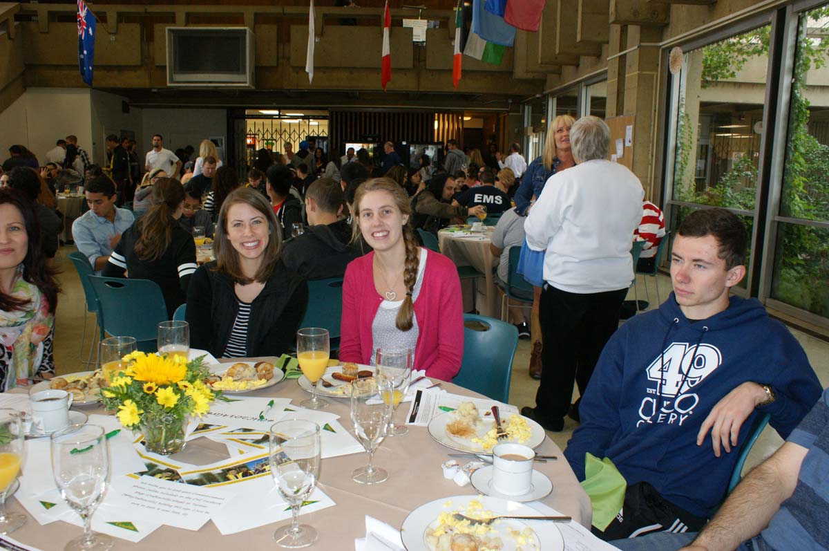 People enjoying the Grad Breakfast