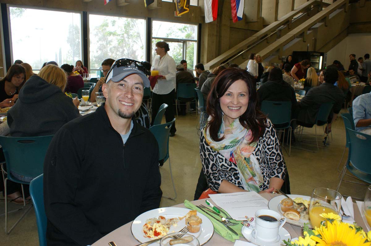 People enjoying the Grad Breakfast