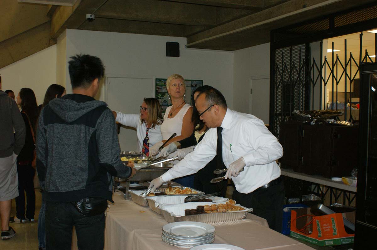 People enjoying the Grad Breakfast