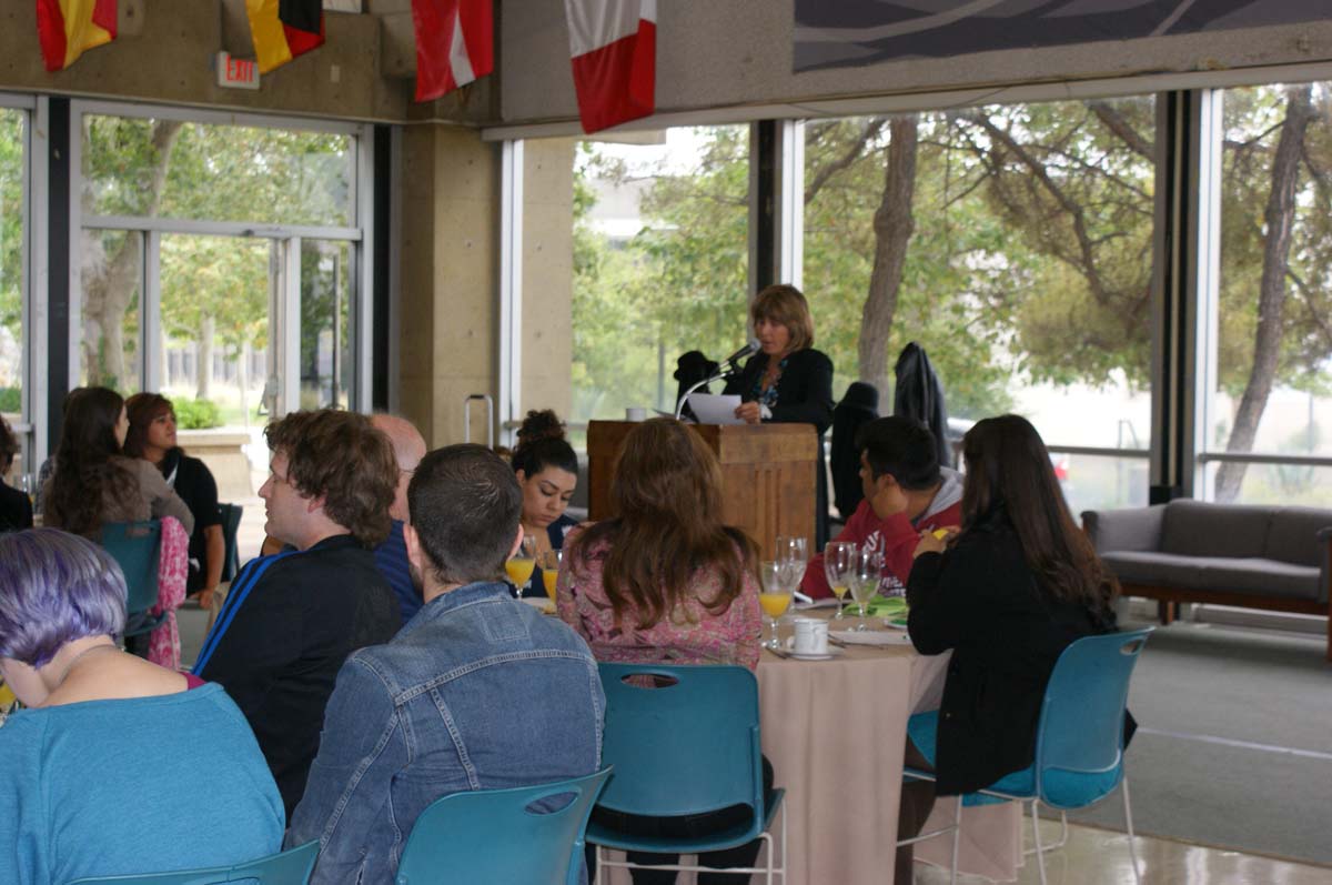 People enjoying the Grad Breakfast