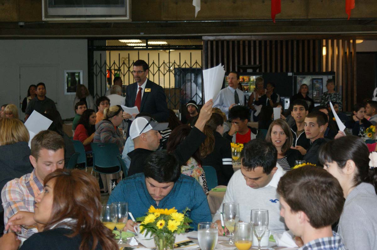People enjoying the Grad Breakfast