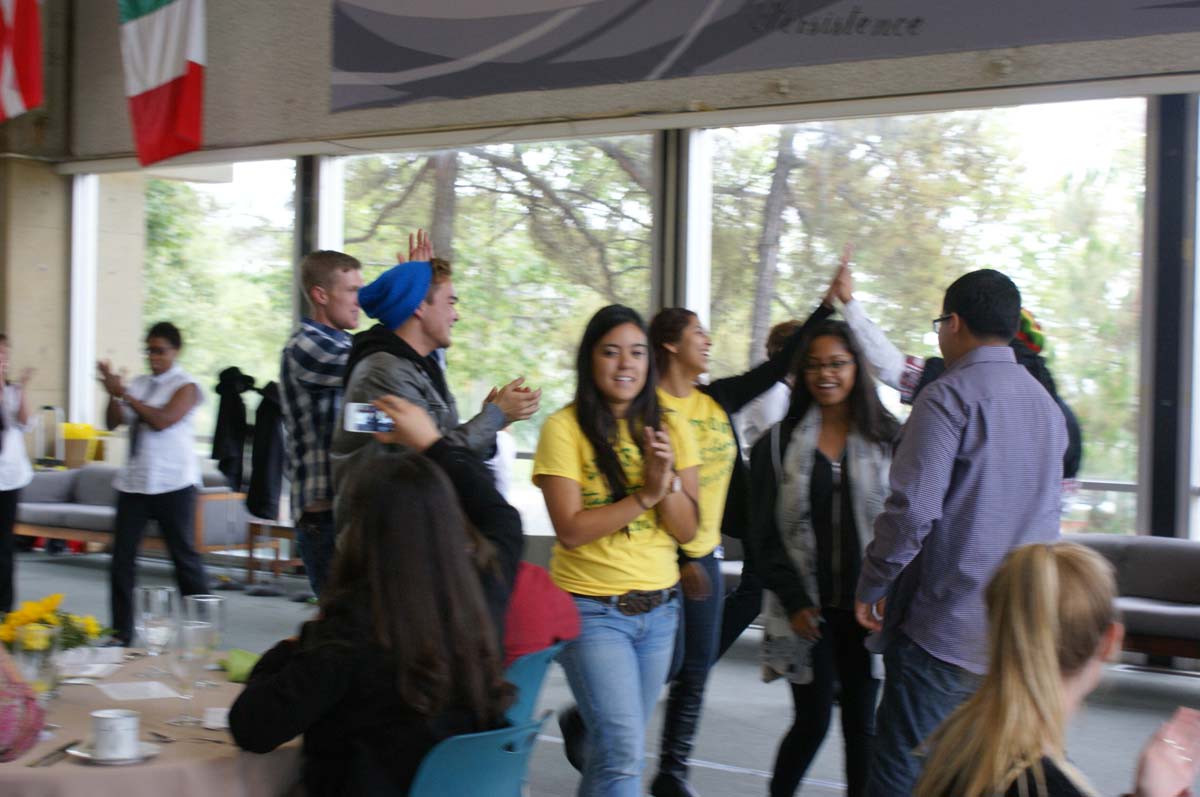 People enjoying the Grad Breakfast