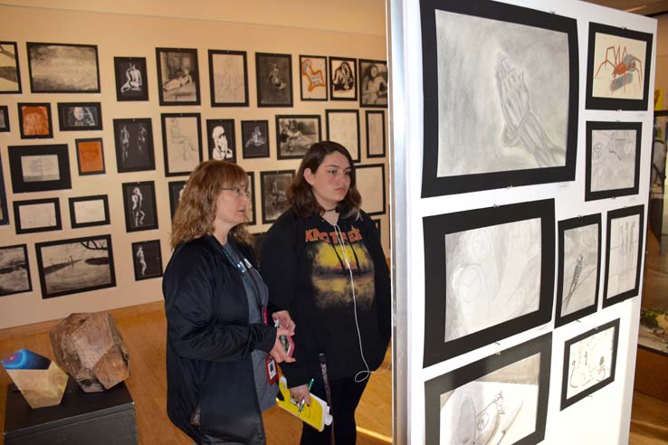 Students at the exhibit