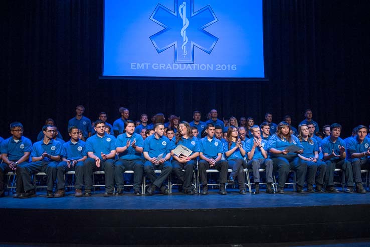 Students and faculty at the EMT Graduation ceremony