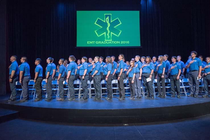 Students and faculty at the EMT Graduation ceremony