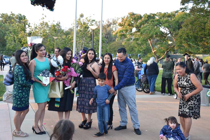 People enjoying commencement activities
