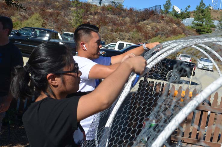 People working in the community garden