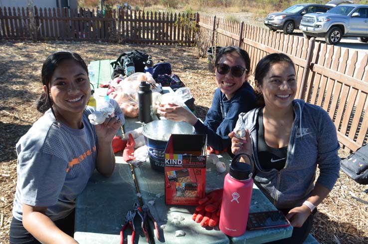 People working in the community garden