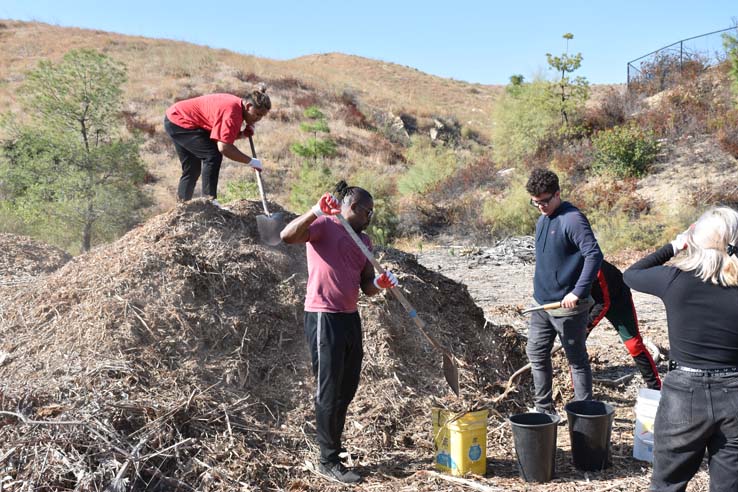 People working in the community garden