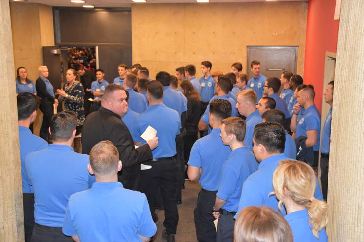 People enjoying the EMT Graduation