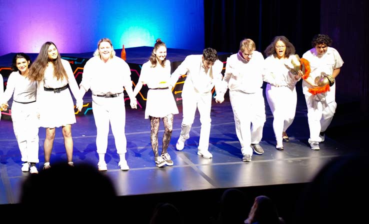 Students performing 'Lysistrata.'