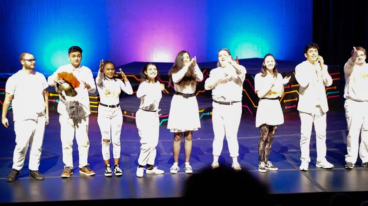 Students performing 'Lysistrata.'