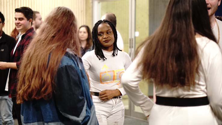 Students performing 'Lysistrata.'