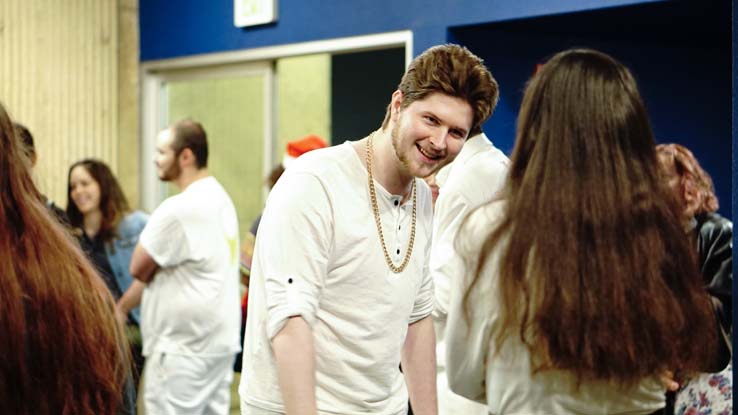 Students performing 'Lysistrata.'