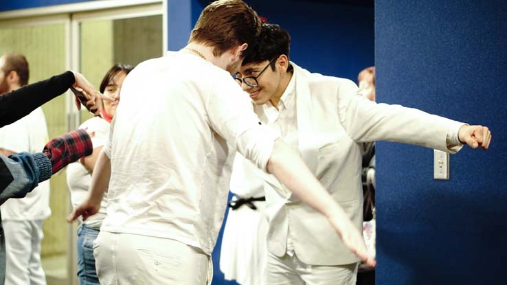 Students performing 'Lysistrata.'