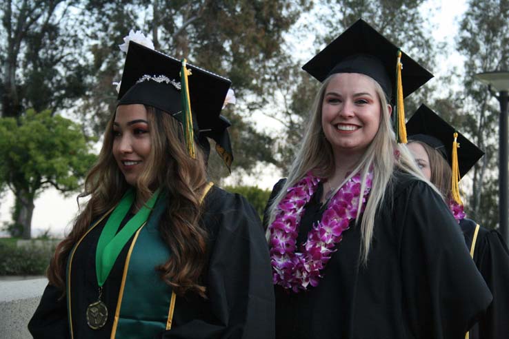 Students preparing to walk at Commencement