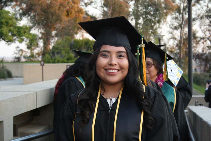 Students preparing to walk at Commencement