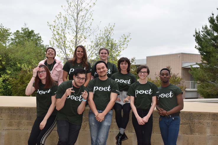 People enjoying Poetry Slam prep