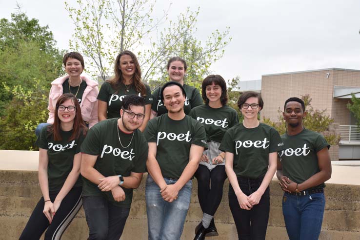 People enjoying Poetry Slam prep