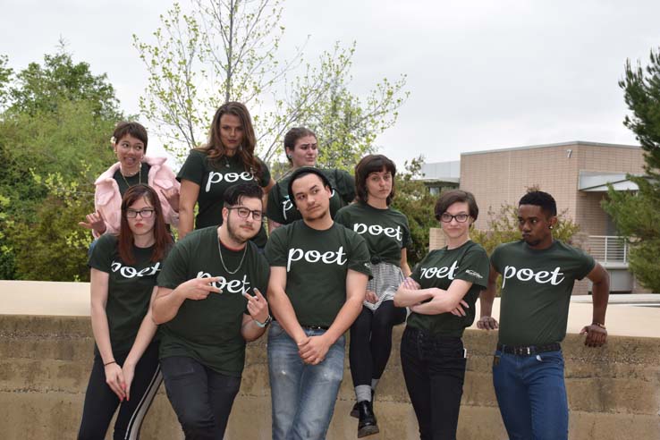 People enjoying Poetry Slam prep