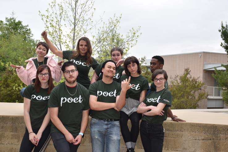 People enjoying Poetry Slam prep