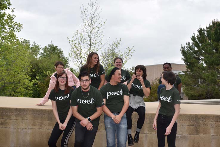 People enjoying Poetry Slam prep