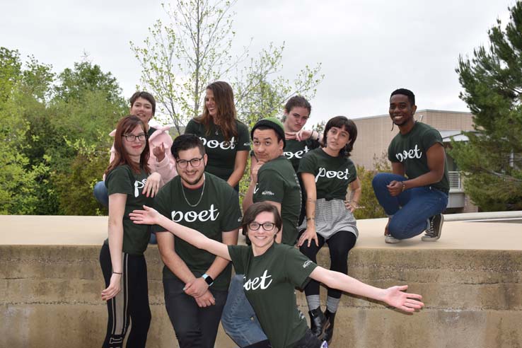 People enjoying Poetry Slam prep