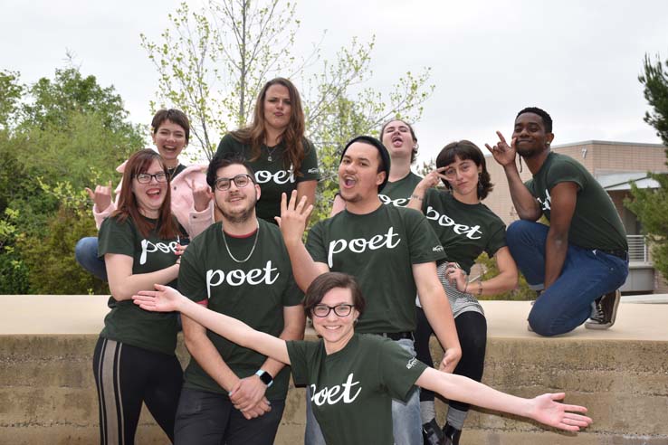 People enjoying Poetry Slam prep